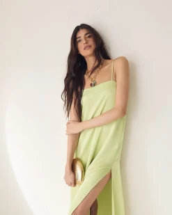 Sleeveless Square-Neck Straight Midi Dress