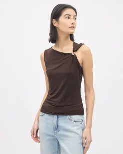 Sleeveless Top with Asymmetrical Neckline