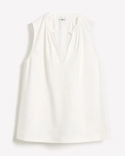 Sleeveless V-Neck Linen-Blend Blouse