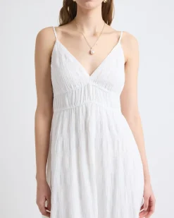 Sleeveless V-Neck Maxi Dress in Textured Jacquard
