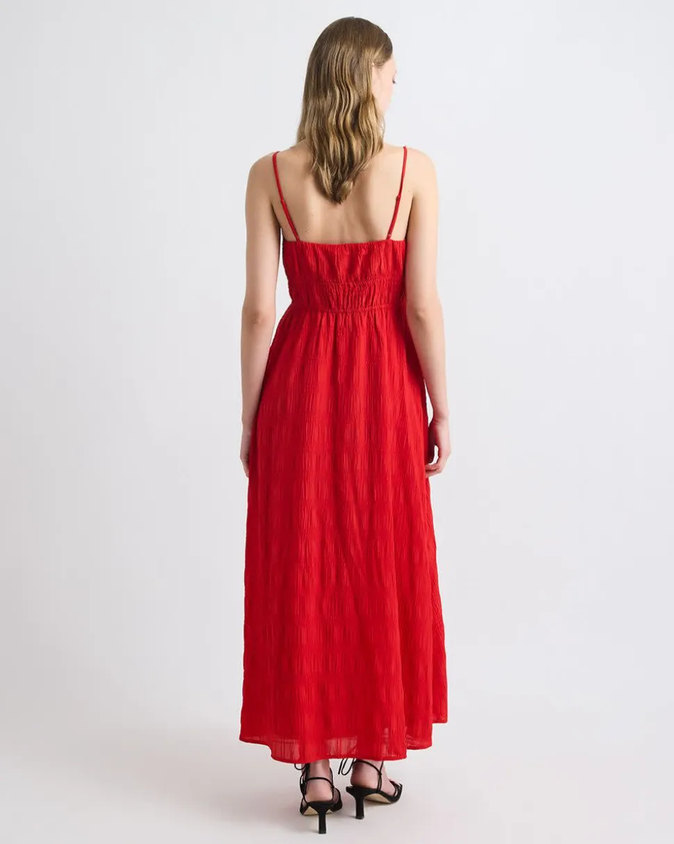 Sleeveless V-Neck Maxi Dress in Textured Jacquard