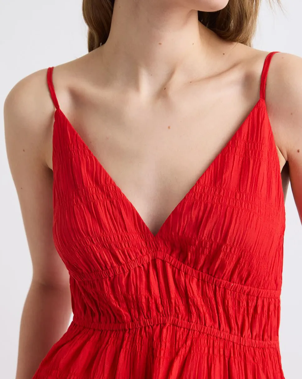 Sleeveless V-Neck Maxi Dress in Textured Jacquard