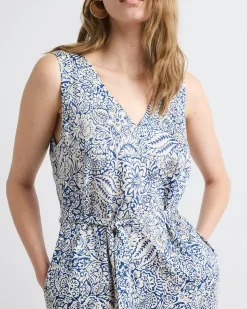 Sleeveless V-Neck Midi Dress with Belt