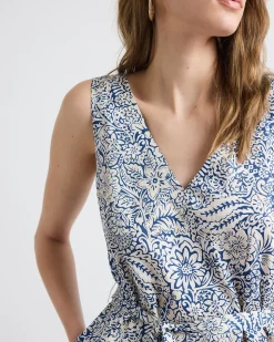 Sleeveless V-Neck Midi Dress with Belt