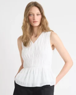 Sleeveless V-Neck Peplum Blouse