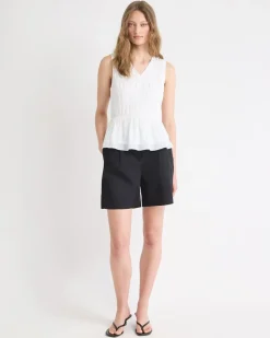 Sleeveless V-Neck Peplum Blouse