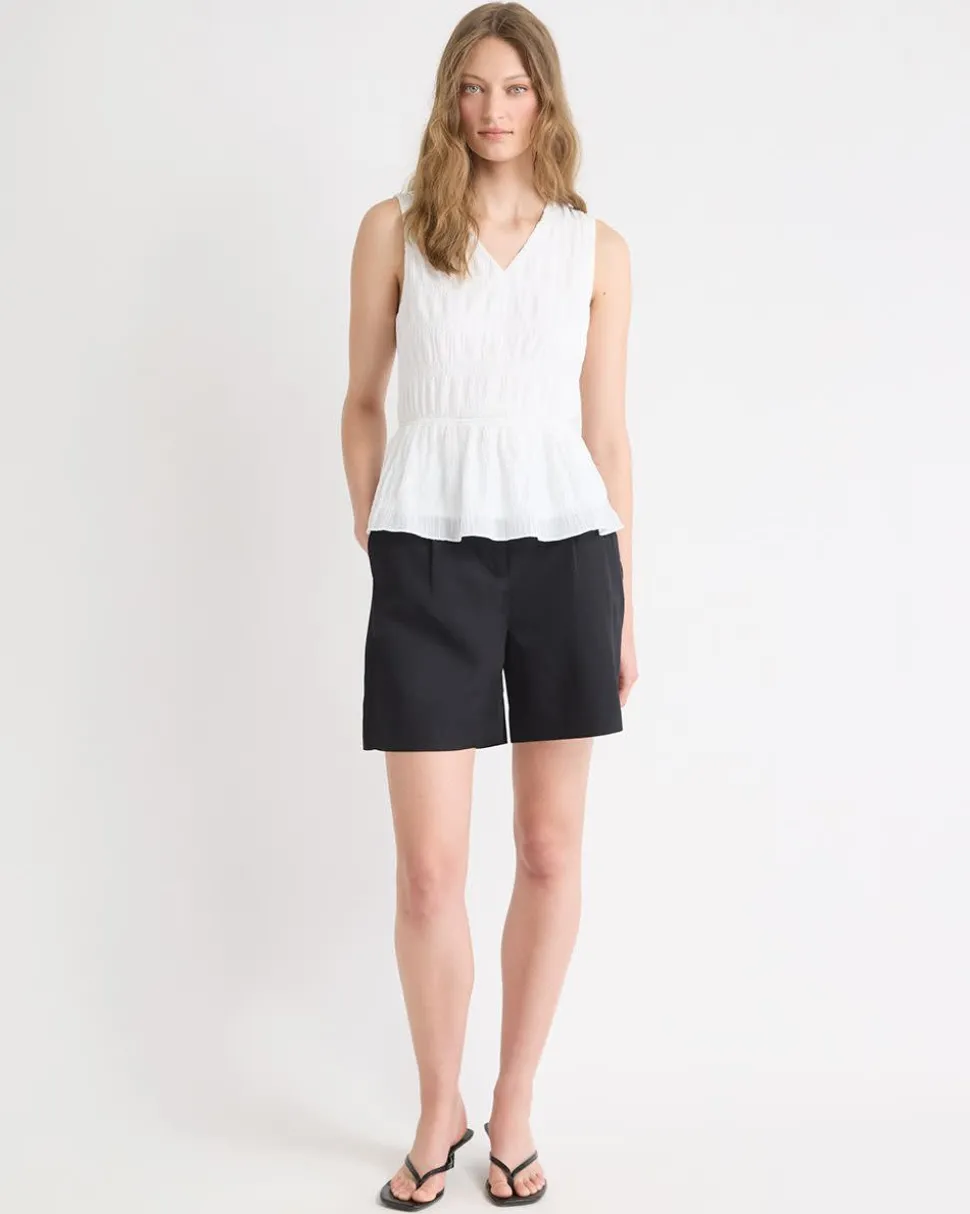 Sleeveless V-Neck Peplum Blouse