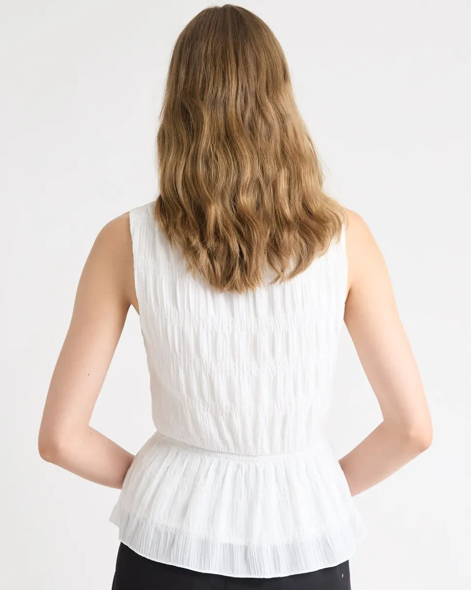 Sleeveless V-Neck Peplum Blouse