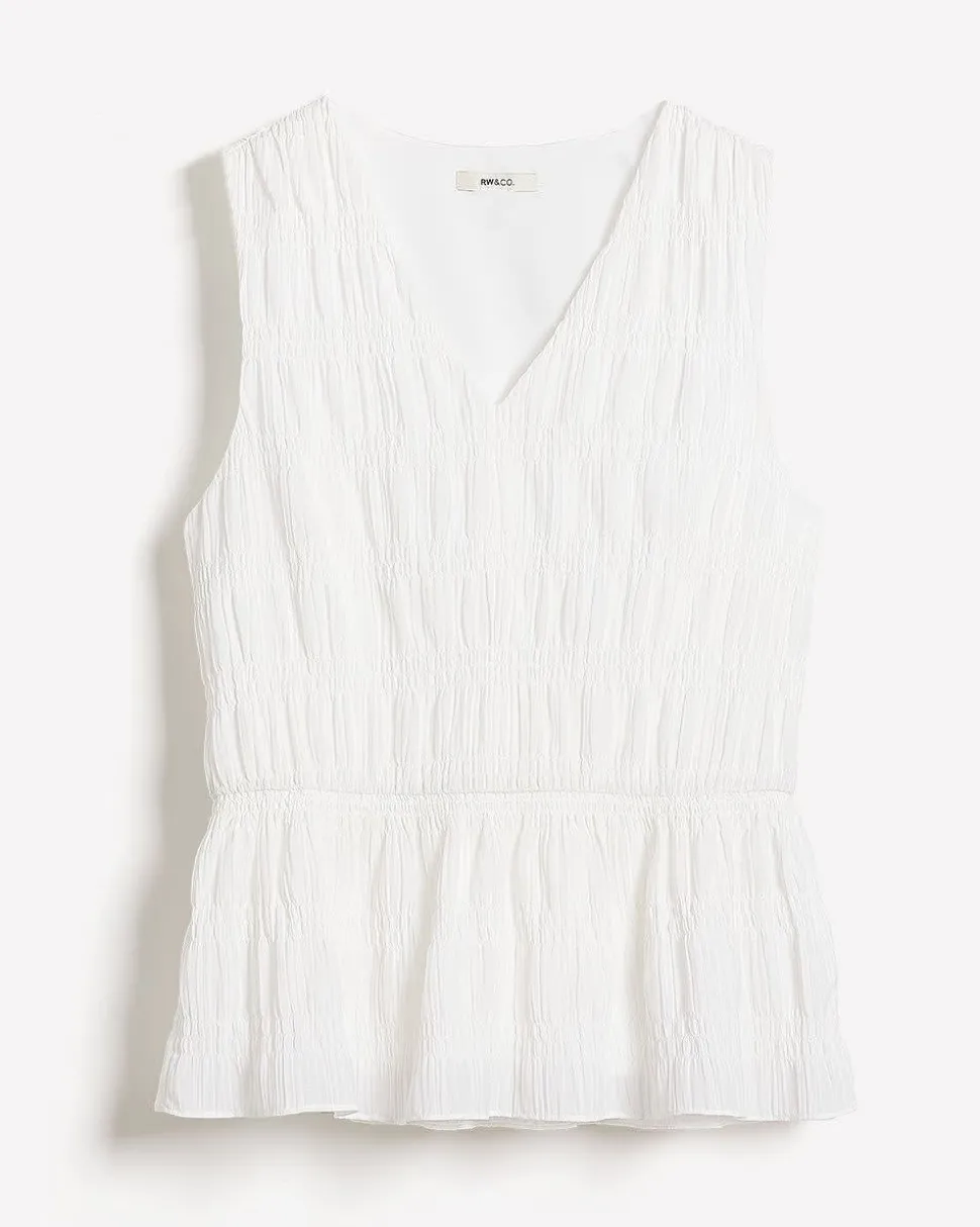 Sleeveless V-Neck Peplum Blouse