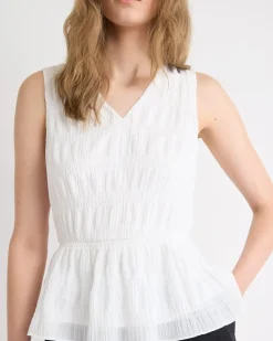 Sleeveless V-Neck Peplum Blouse