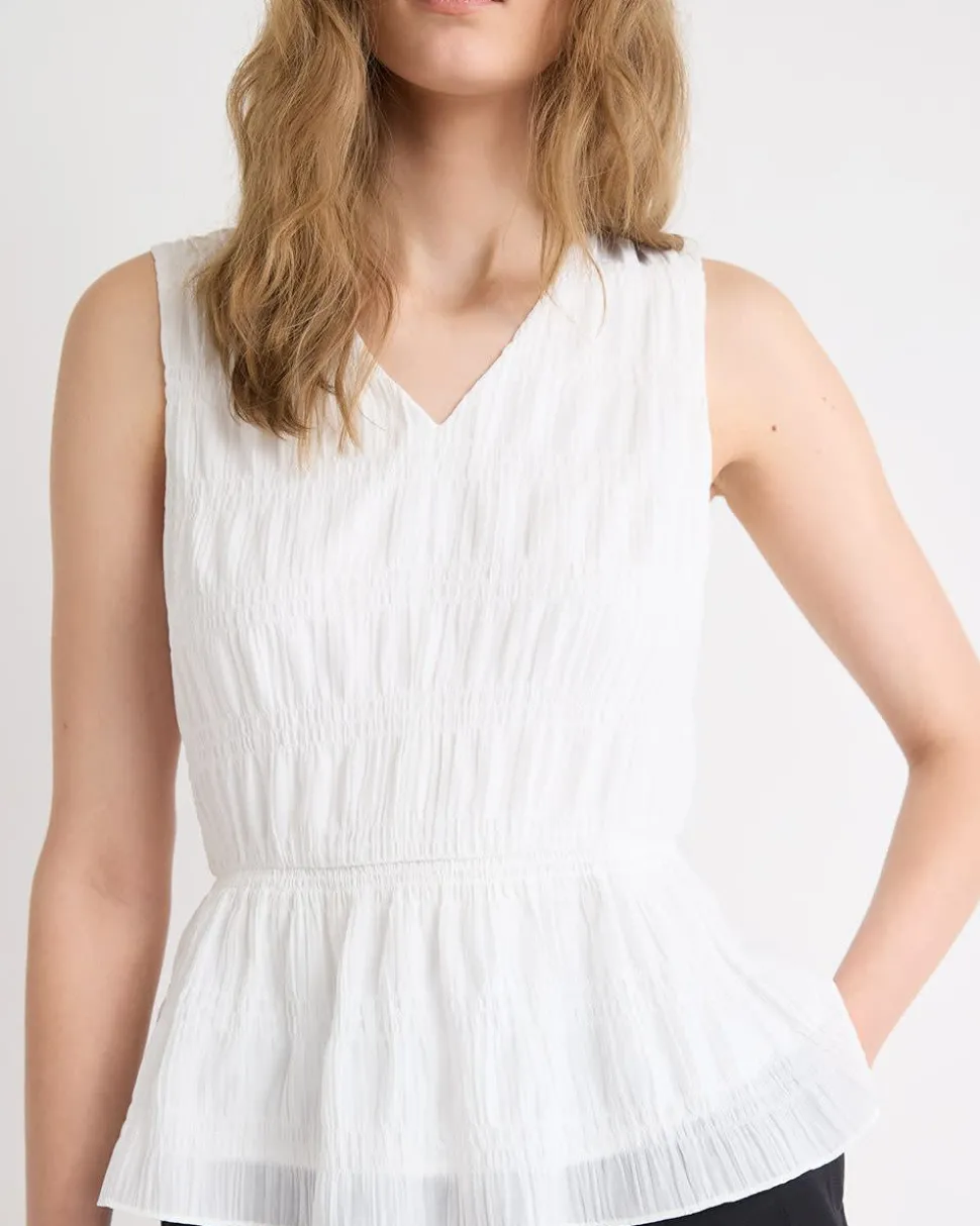 Sleeveless V-Neck Peplum Blouse