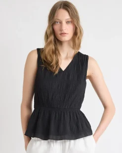 Sleeveless V-Neck Peplum Blouse
