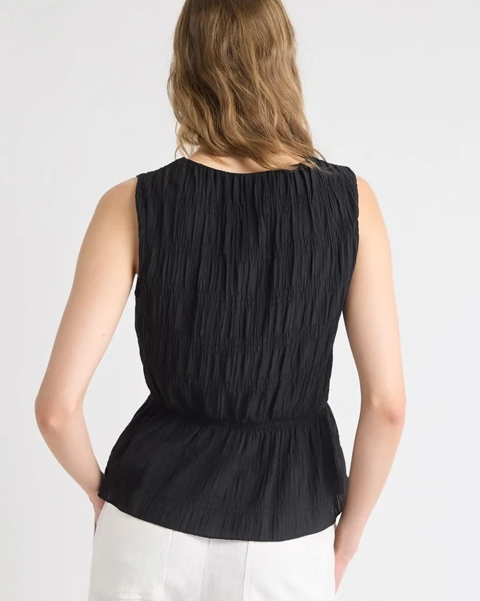Sleeveless V-Neck Peplum Blouse