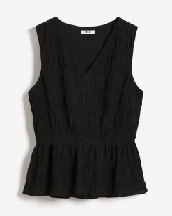 Sleeveless V-Neck Peplum Blouse
