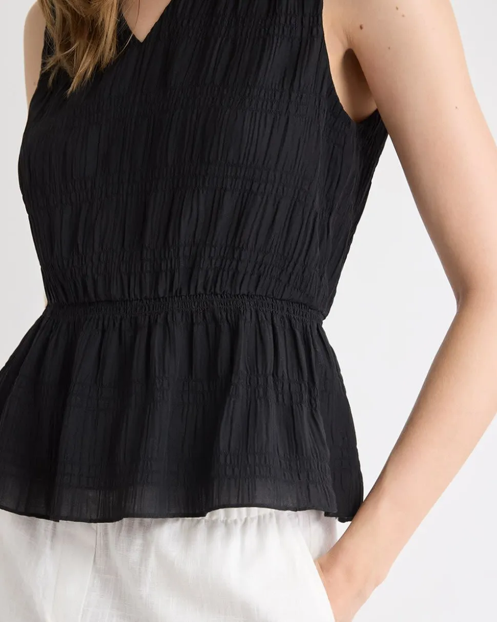 Sleeveless V-Neck Peplum Blouse