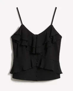 Sleeveless V-Neck Ruffled Top