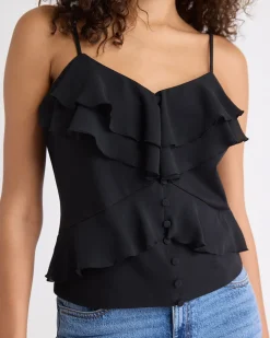 Sleeveless V-Neck Ruffled Top