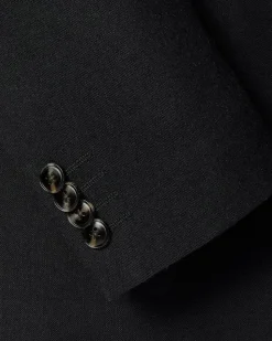 Slim-Fit Black Linen-Blend Suit Blazer
