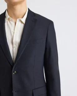 Slim-Fit Black Linen-Blend Suit Blazer