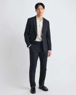 Slim-Fit Black Linen-Blend Suit Pant
