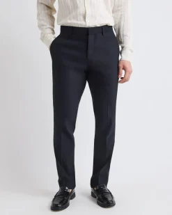 Slim-Fit Black Linen-Blend Suit Pant