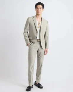Slim-Fit Checkered Beige Suit Pant