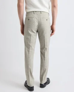 Slim-Fit Checkered Beige Suit Pant