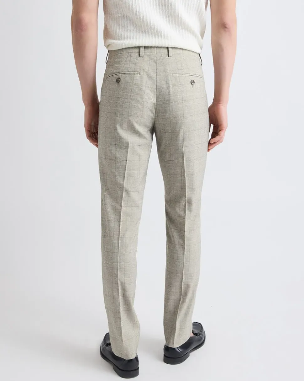 Slim-Fit Checkered Beige Suit Pant