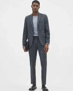 Slim-Fit Checkered Denim-Like Suit Pant