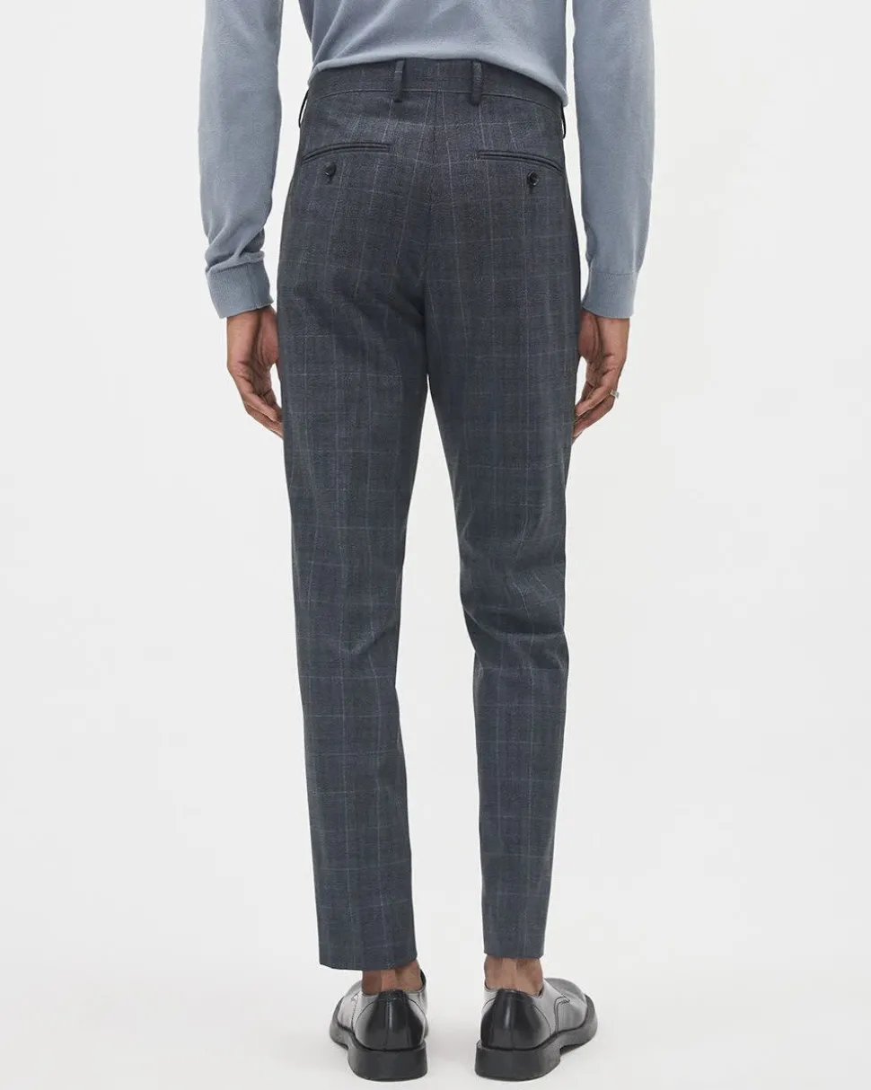 Slim-Fit Checkered Denim-Like Suit Pant