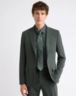 Slim-Fit Dark Green Suit Blazer