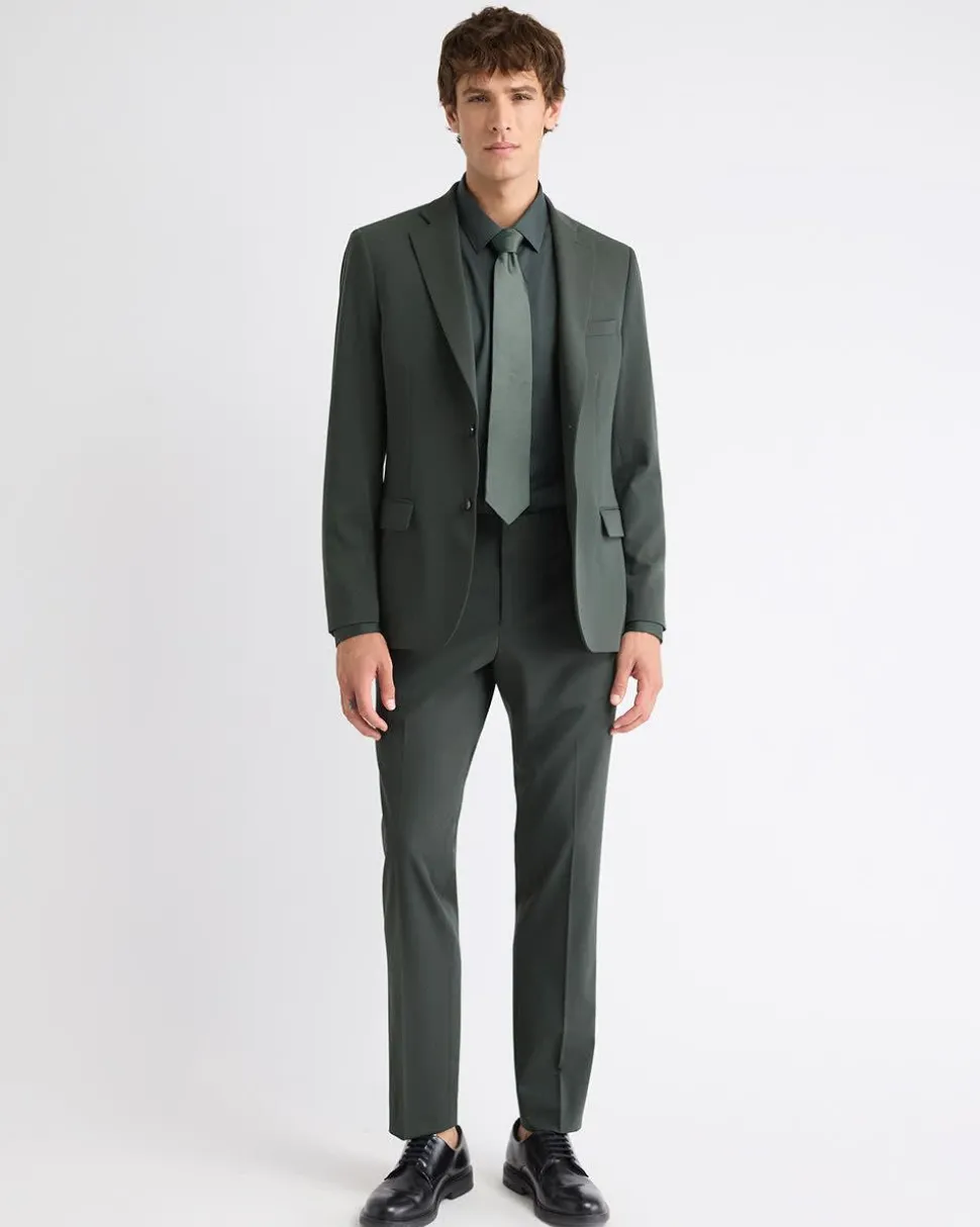 Slim-Fit Dark Green Suit Pant