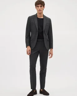 Slim-Fit Dark Grey Checkered Suit Blazer