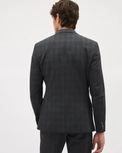 Slim-Fit Dark Grey Checkered Suit Blazer