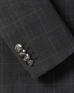 Slim-Fit Dark Grey Checkered Suit Blazer