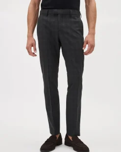 Slim-Fit Dark Grey Checkered Suit Pant