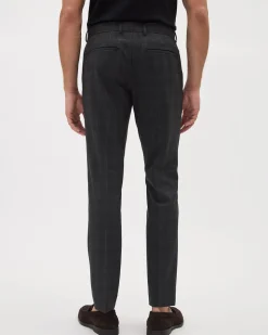 Slim-Fit Dark Grey Checkered Suit Pant