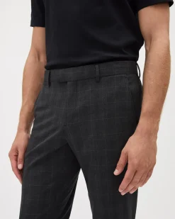 Slim-Fit Dark Grey Checkered Suit Pant