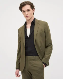 Slim-Fit Dark Olive Suit Blazer