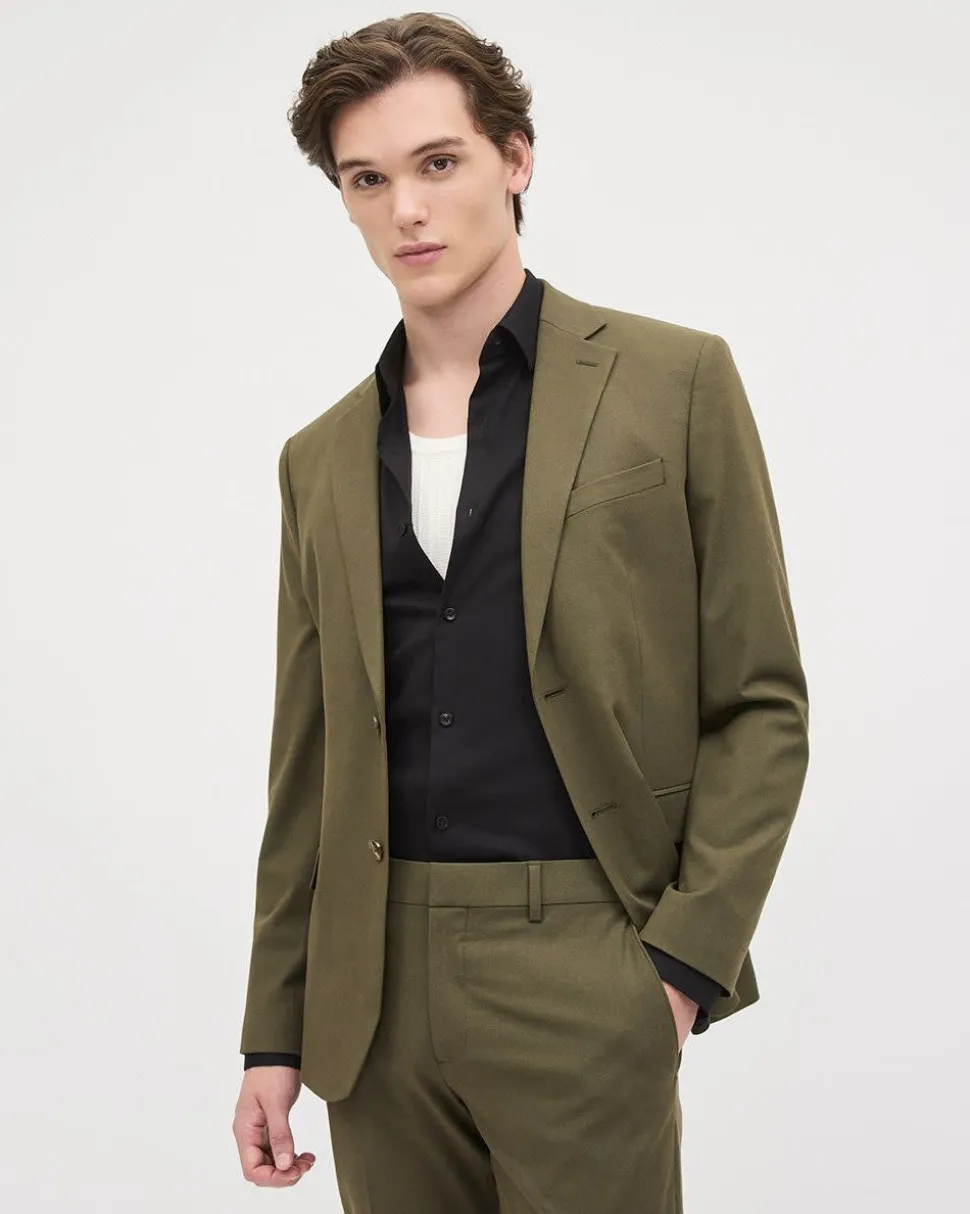 Slim-Fit Dark Olive Suit Blazer