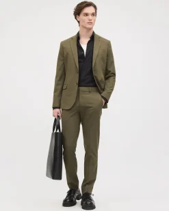 Slim-Fit Dark Olive Suit Blazer