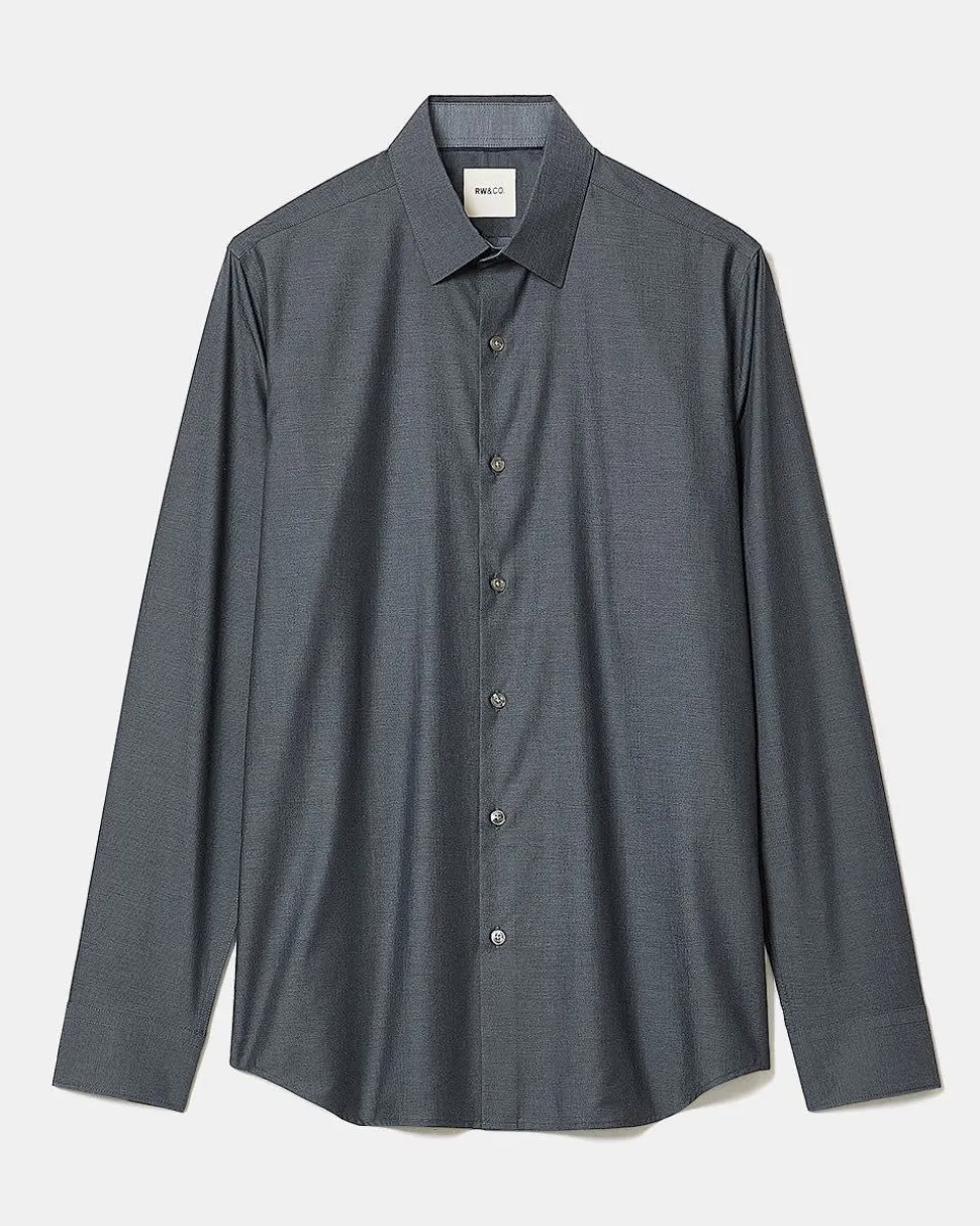 Slim-Fit Denim-Like Dress Shirt