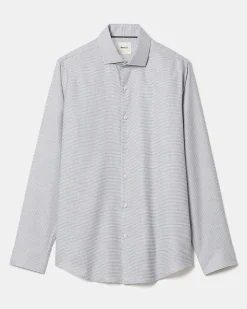 Slim-Fit Dobby Dress Shirt With Micro Squares