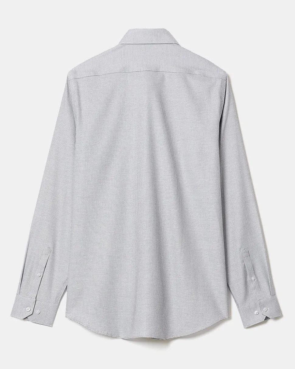 Slim-Fit Dobby Dress Shirt With Micro Squares