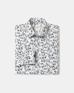 Slim-Fit Dress Shirt with Aquarelle Foliage Print