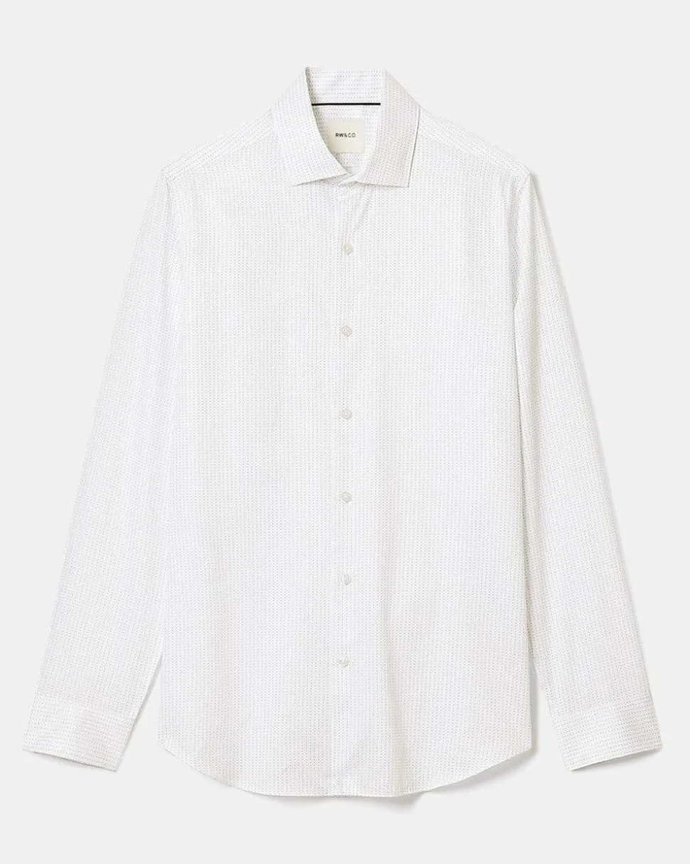 Slim-Fit Dress Shirt with Geometric Pattern