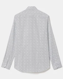 Slim-Fit Dress Shirt with Floral Pattern