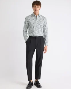 Slim-Fit Dress Shirt with Floral Pattern