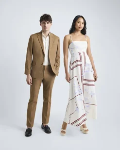 Slim-Fit Golden Brown Suit Pant