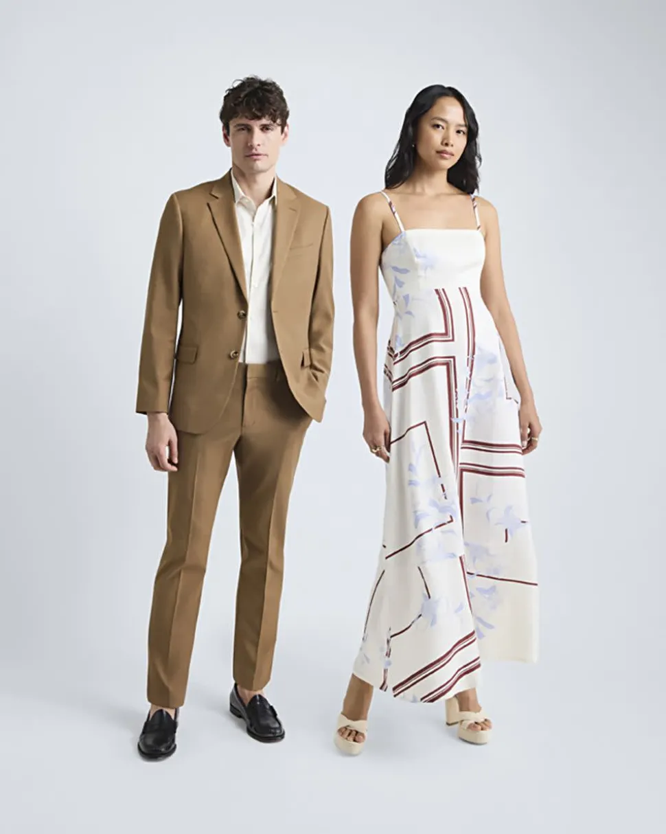 Slim-Fit Golden Brown Suit Pant